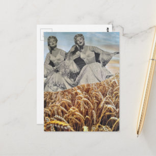 Cartão Postal Mulheres Cantando em uma Colagem de Campo de Trigo