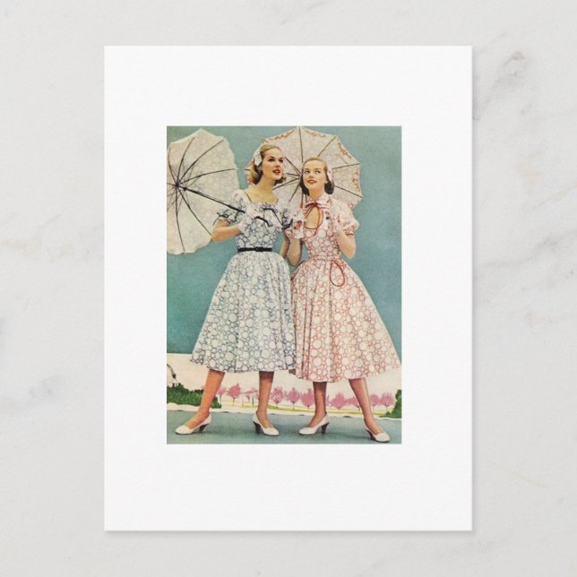 Cartão Postal Mulheres da bonito década de 1950 (Frente)