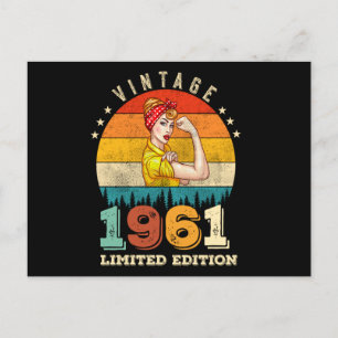 Cartão Postal Mulheres de 61 Anos Aniversário 1961 Vintage 61º A