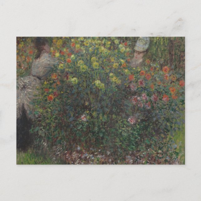 Cartão Postal Mulheres entre Flores Monet 1875 (Frente)