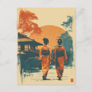 Cartão Postal Mulheres kimono vintage