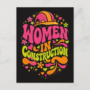 Cartão Postal Mulheres na Construção Retro Empoderamento