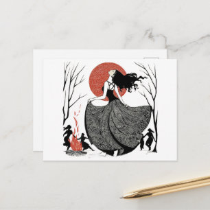 Cartão Postal Mulheres Pagãs Dançando Vermelho Branco Preto