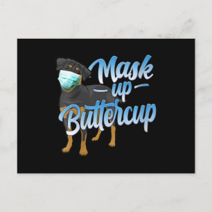 Cartão Postal Mulheres Rottweiler Cachorro com Máscara - Másca