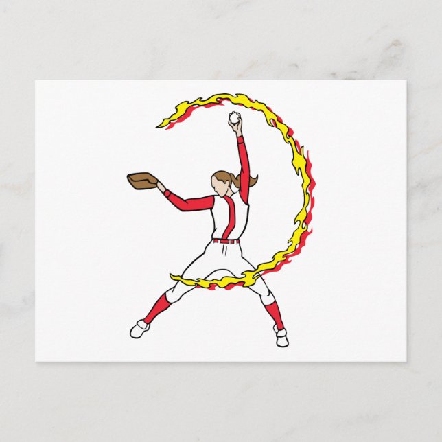 Cartão Postal Mulheres Softball Pitcher (Frente)