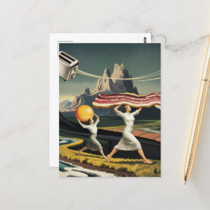 Cartão Postal Mulheres surreais no café da manhã