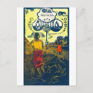 Cartão Postal Mulheres Taitianas e Cachorro, Gauguin