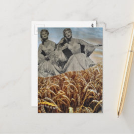 Cartão Postal Mulheres Tolas Cantando em uma Colagem de Campo de