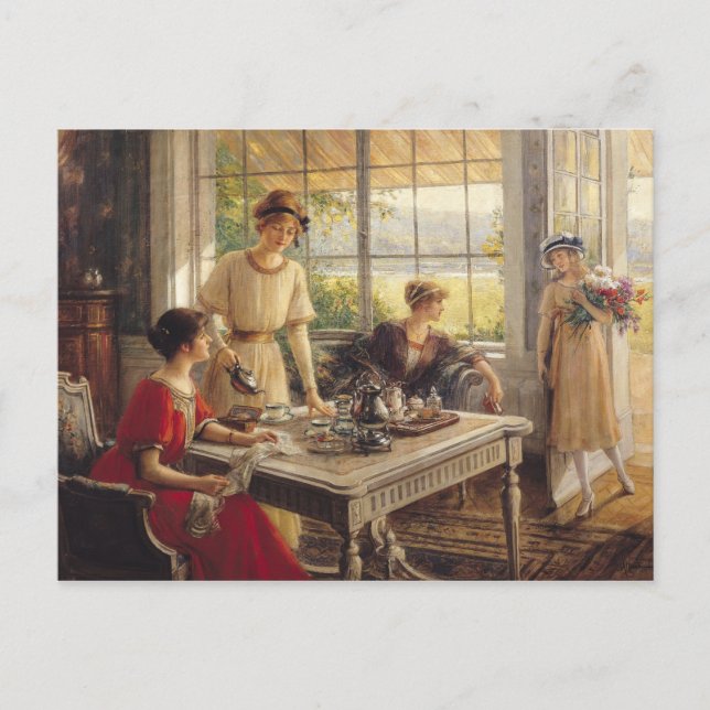 Cartão Postal Mulheres Tomando Chá (Frente)