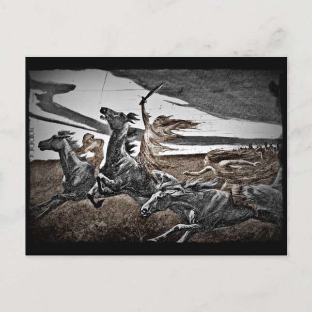 Cartão Postal Mulheres Vikings em uma tempestade (Frente)