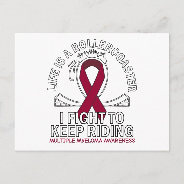 Cartão Postal Multiple Myeloma cancer awareness burgundy ribbon (Frente)