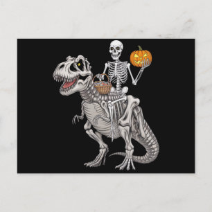 Cartão Postal Múmia de Esqueleto Montando Dinossauro T rex Hallo