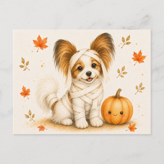 Cartão Postal Múmia de Papillon no Halloween (Frente)