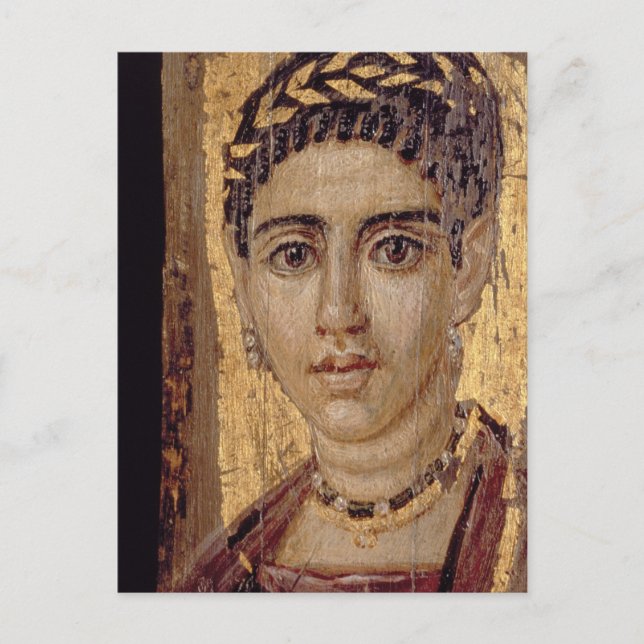 Cartão Postal Mummy Retrato de uma Mulher, de Fayum, Romano-Egit (Frente)