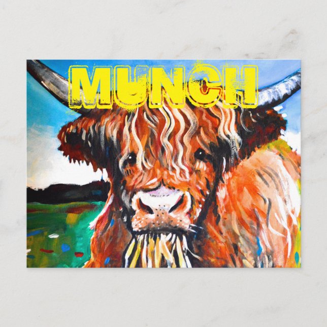 Cartão Postal Munch The Highland Coo (Frente)