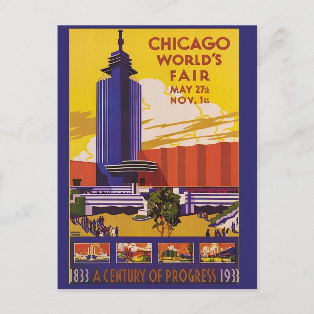 Cartão postal mundial Fair Vintage de Chicago, 193 (Frente)
