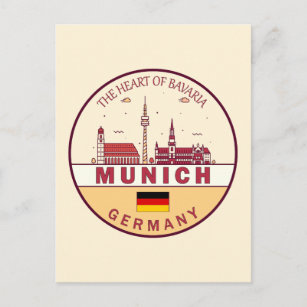 Cartão Postal Munich Germany City Skyline Emblem