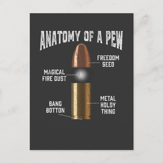 Cartão Postal Munições Pew Anatomy Funny Gun Bullet (Frente)