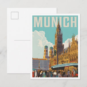 Cartão Postal Munique Alemanha Arte Vintage Viagem