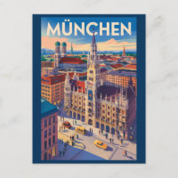 Munique Alemanha Ilustração Arte Viagem Vintage