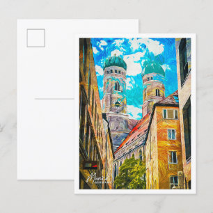 Cartão Postal Munique Alemanha Linda Pintura a óleo Cidade