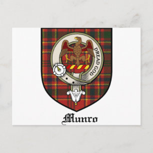 Cartão Postal Munro Clan Crest Crachá Tartan