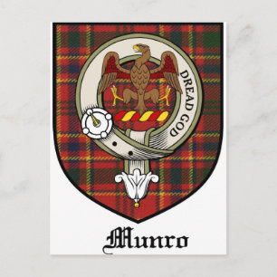 Cartão Postal Munro Clan Crest Crachá Tartan