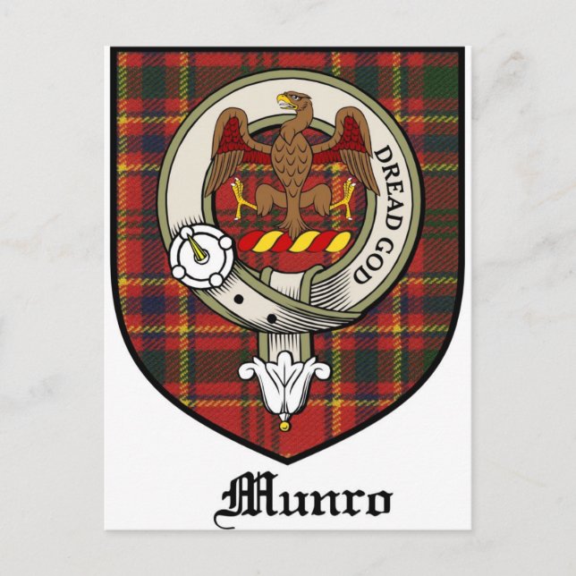 Cartão Postal Munro Clan Crest Crachá Tartan (Frente)