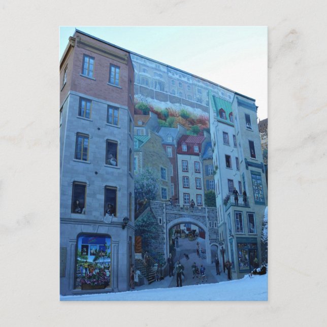 Cartão Postal Mural em Cidade Velha de Quebec, Quebec, Canadá (Frente)