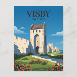 Cartão Postal Muralhas da Cidade Medieval de Visby Suécia