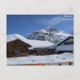 Cartão Postal Mürren, Suiça. Chalés de inverno