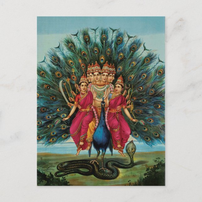 Cartão Postal Murugan Kartikeyan Skanda Subrahmanyan Hindu Deity (Frente)
