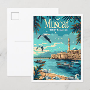 Cartão Postal Muscat Oman Vintage Art Viagem