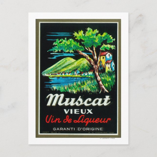 Cartão Postal Muscat Vieux Wine LabelEurope (Frente)