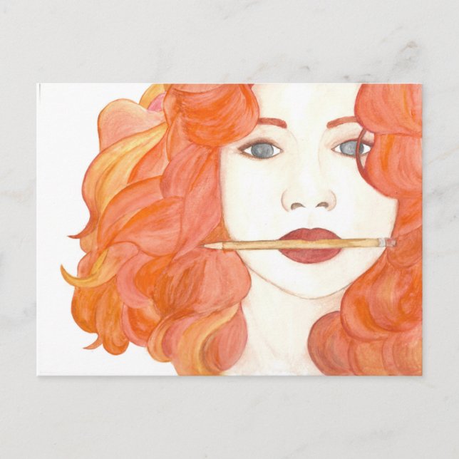 Cartão Postal Muse Red Hired Girl Postcard Artist (Frente)
