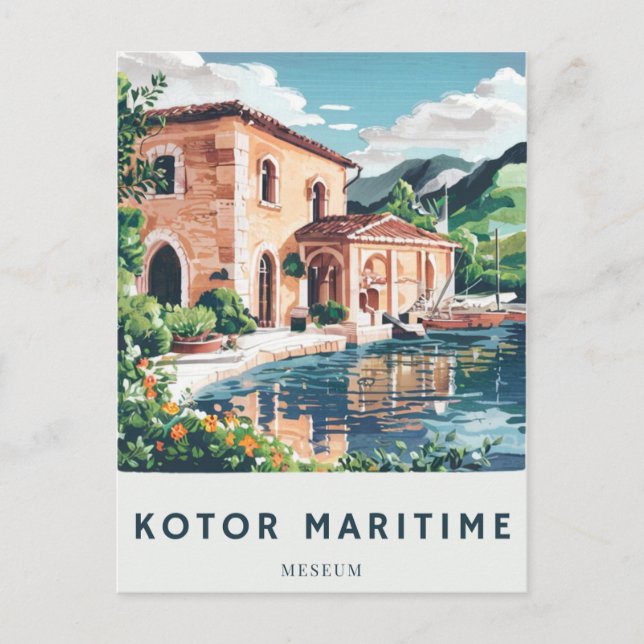 Cartão Postal Museu Marítimo do Kotor Postcard Viagem Histor (Frente)