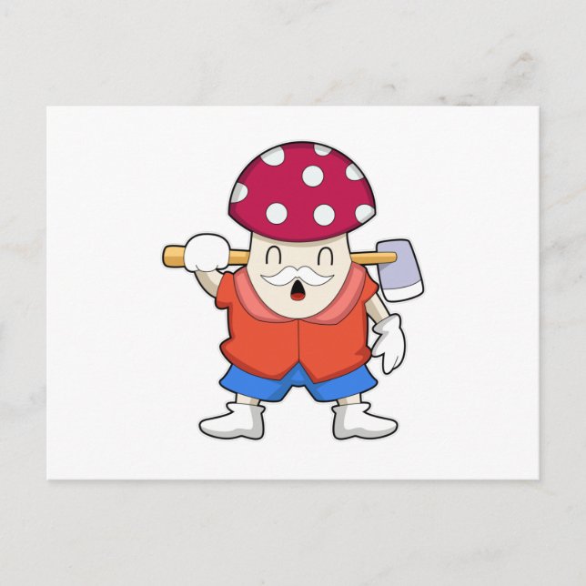 Cartão Postal Mushroom as Farmer with Axe (Frente)