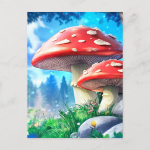 Cartão Postal Mushroom Forest Fantasy Art