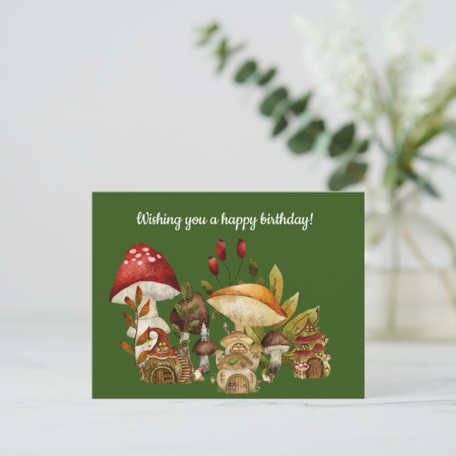 Cartão Postal Mushroom House and Village Gnomos (Em pé/Frente)