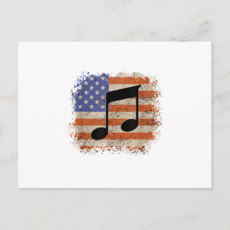 Cartão Postal Music note for men gift american flag patriotic fu