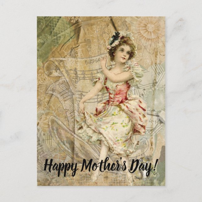 Cartão Postal Música de Folha de Dança Vitoriana (Frente)