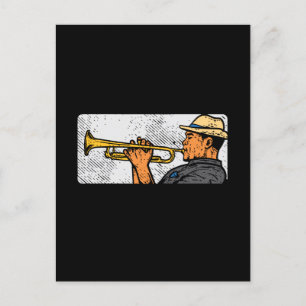 Cartão Postal Música de Jazz com Trumpet Retro Trumpet