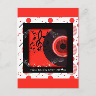 Cartão Postal Música de Vinil Antigo Soa Melhor Com Você