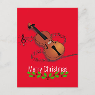 Cartão Postal Música de Violino de Natal