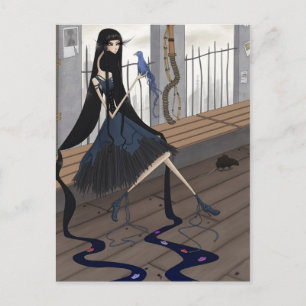 Cartão Postal Música do pássaro: Arte Surreal Escura