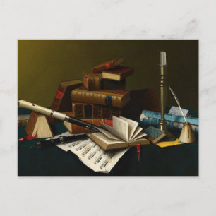 Cartão Postal Música e Letras por William Michael Harnett