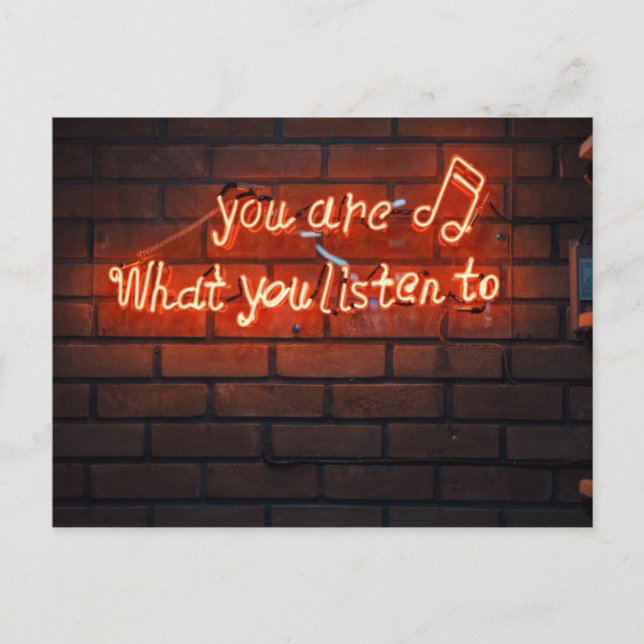 Cartão Postal Música é Vida, você é o que você escuta Neon (Frente)