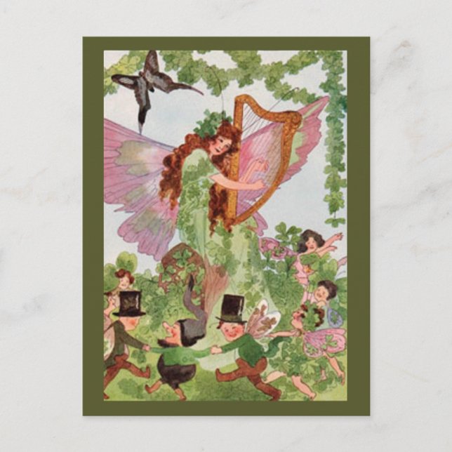 Cartão Postal Música Faerie Reproduzindo Música (Frente)