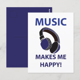 Cartão Postal Música Fone De Ouvido Me Torna Música Feliz