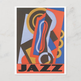 Cartão Postal Música jazz com padrão de deco de arte